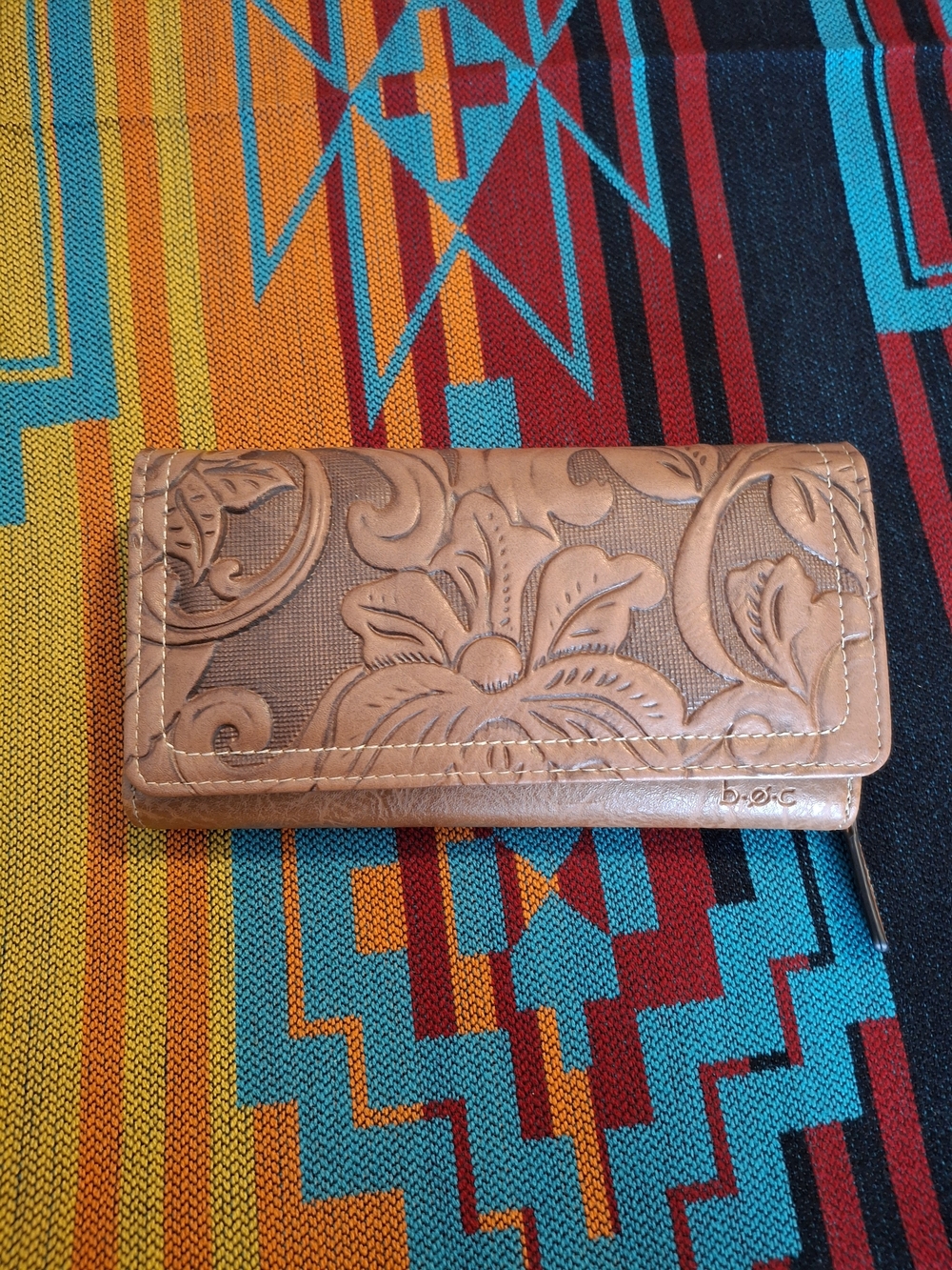 b.o.c. Embossed Floral Wallet - Brown